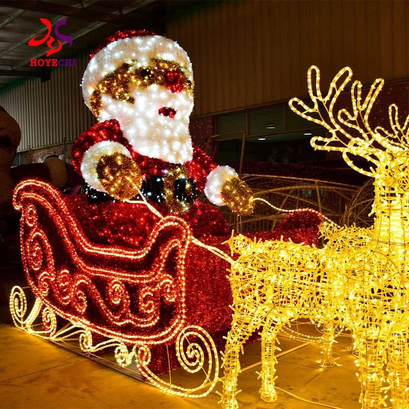 Christmas Deer With Cart LED Light Sculpture For Garden And Yard Decor